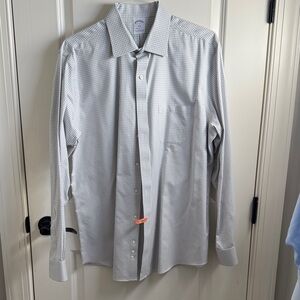 Brooks‎ Brothers Light Gray Checkered Dress Shirt Regent Fit